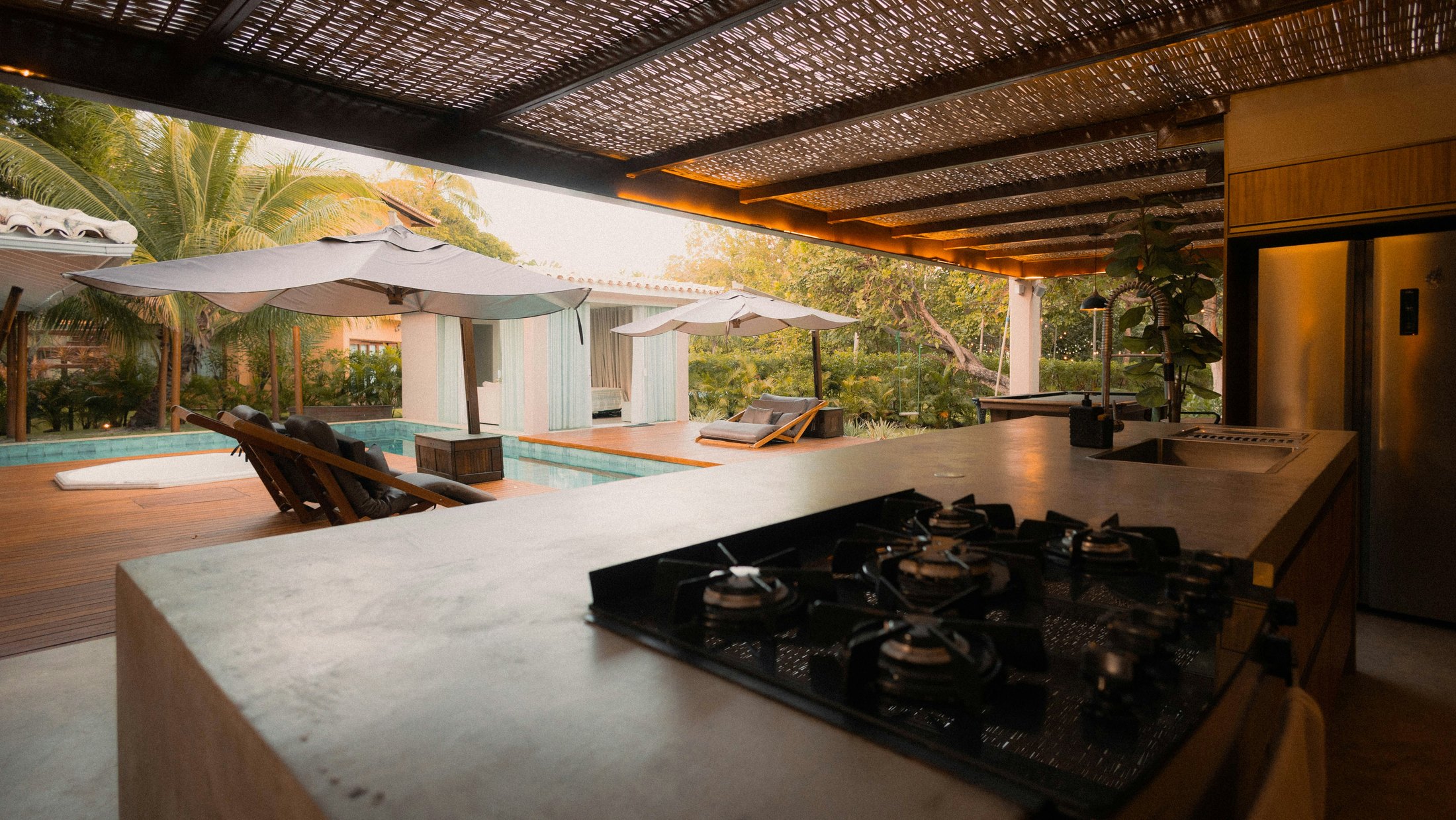 Outdoor kitchen and grilling area